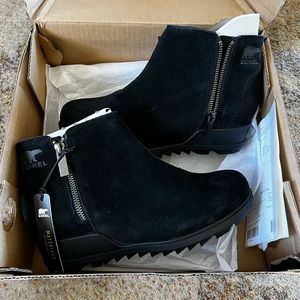 Sorel Evie Zip Wedge Bootie Black